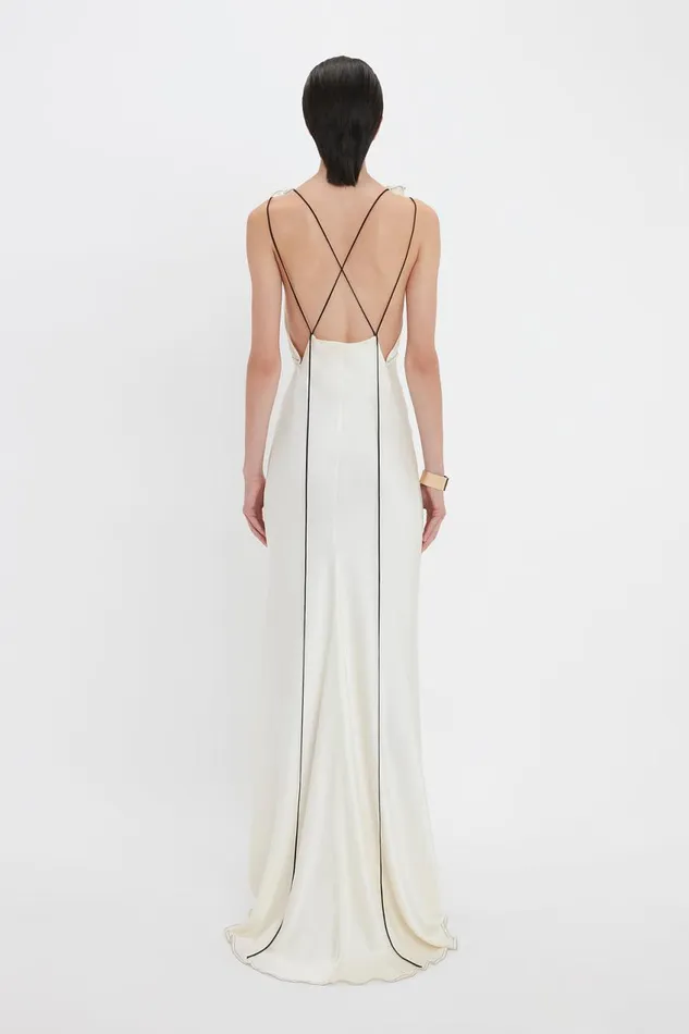 Dresses Women Victoria Beckham Gathered Shoulder FloorLength Cami Gown In Ivory