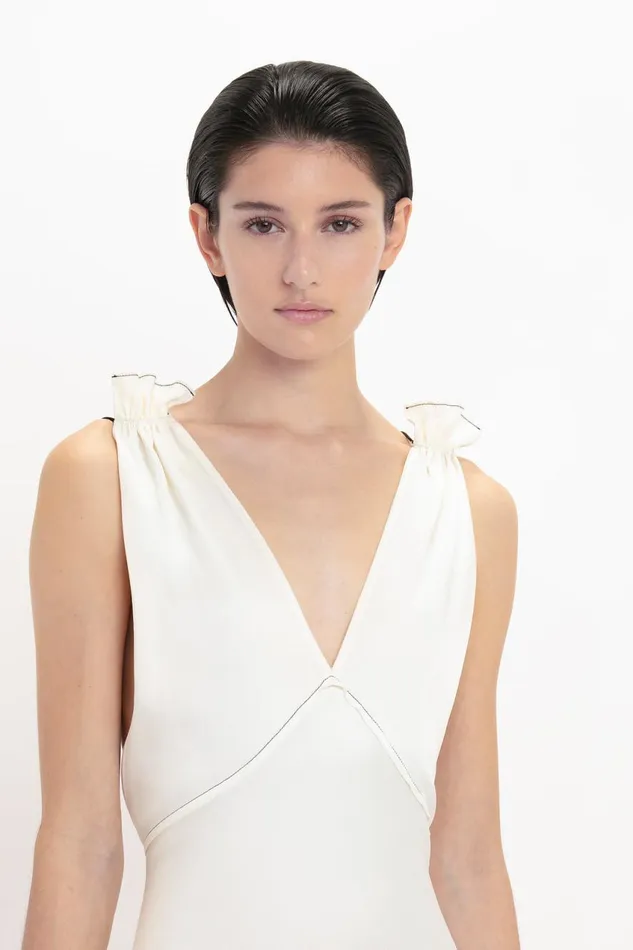 Dresses Women Victoria Beckham Gathered Shoulder FloorLength Cami Gown In Ivory