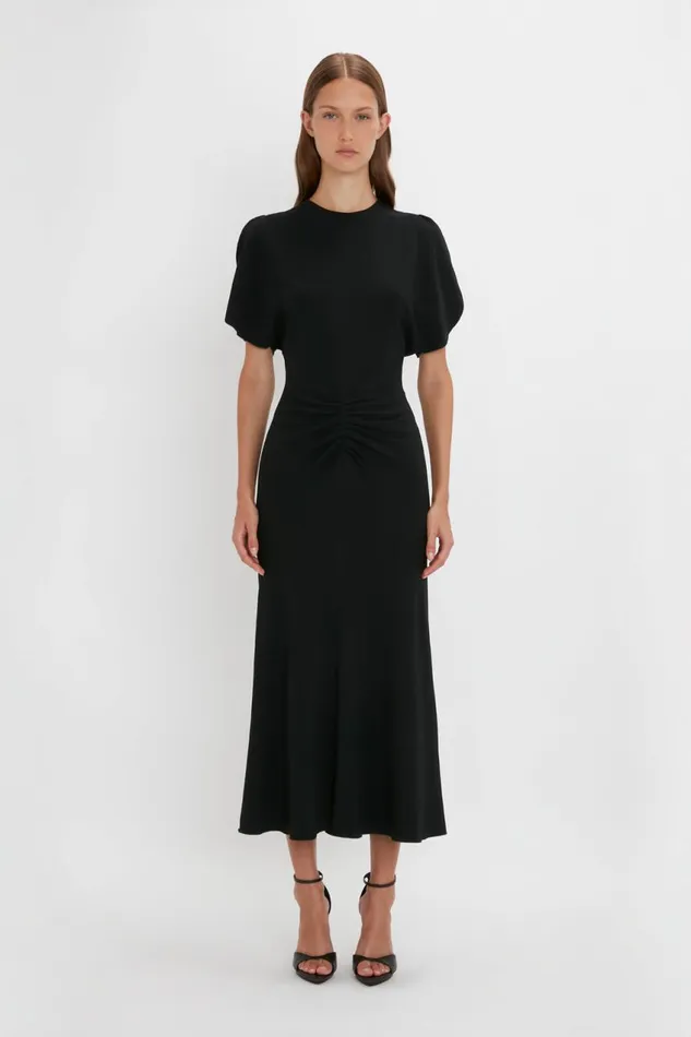 Dresses Women Victoria Beckham Gathered Waist Midi Dress In Black