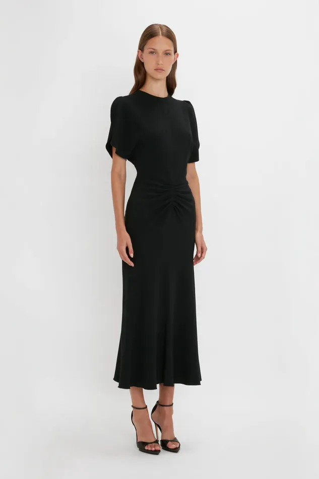 Dresses Women Victoria Beckham Gathered Waist Midi Dress In Black