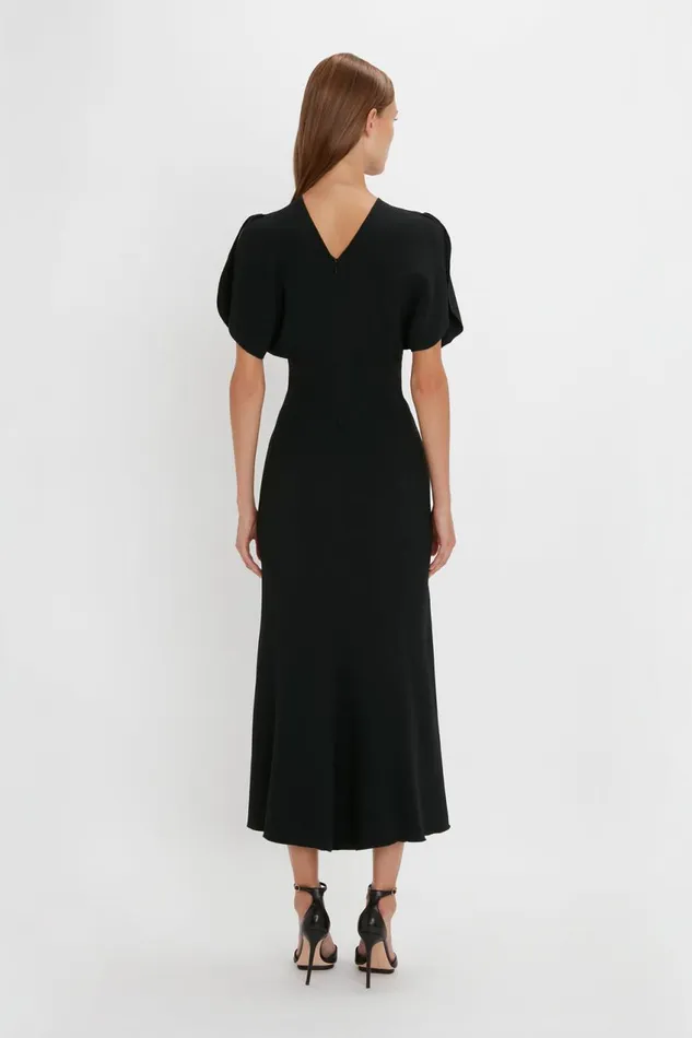 Dresses Women Victoria Beckham Gathered Waist Midi Dress In Black