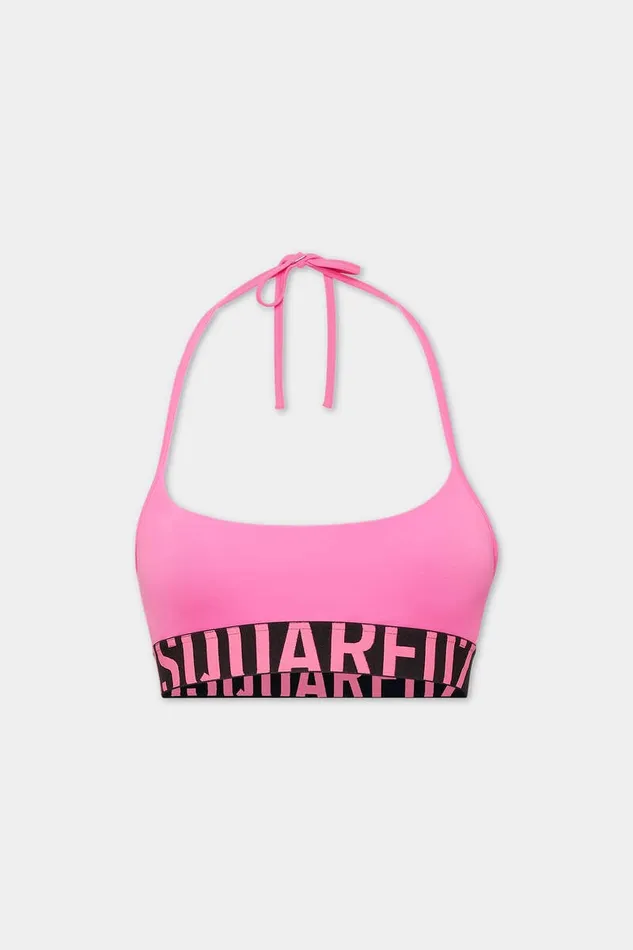 Dsquared2 Beachwear Logo Halterneck Top Pink 8211 Women