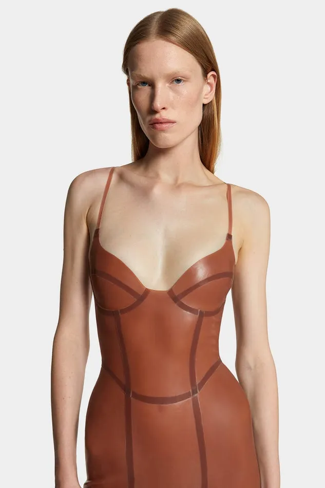 Dsquared2 Dresses and Jumpsuits Mistress Latex Dress Antique Rose 8211 Women