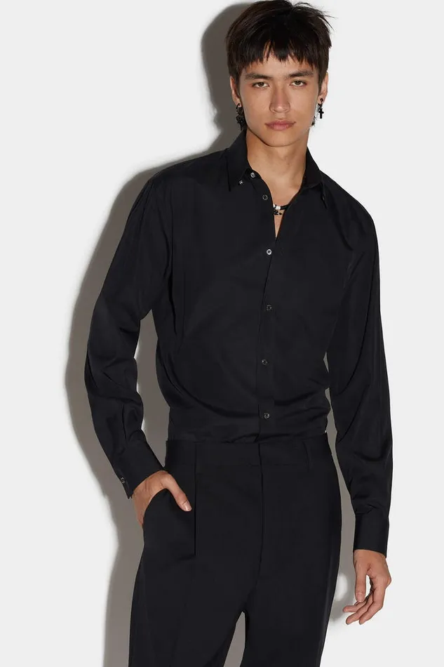 Dsquared2 Shirts Tab Collar Relaxed Dan Shirt Black 8211 Men