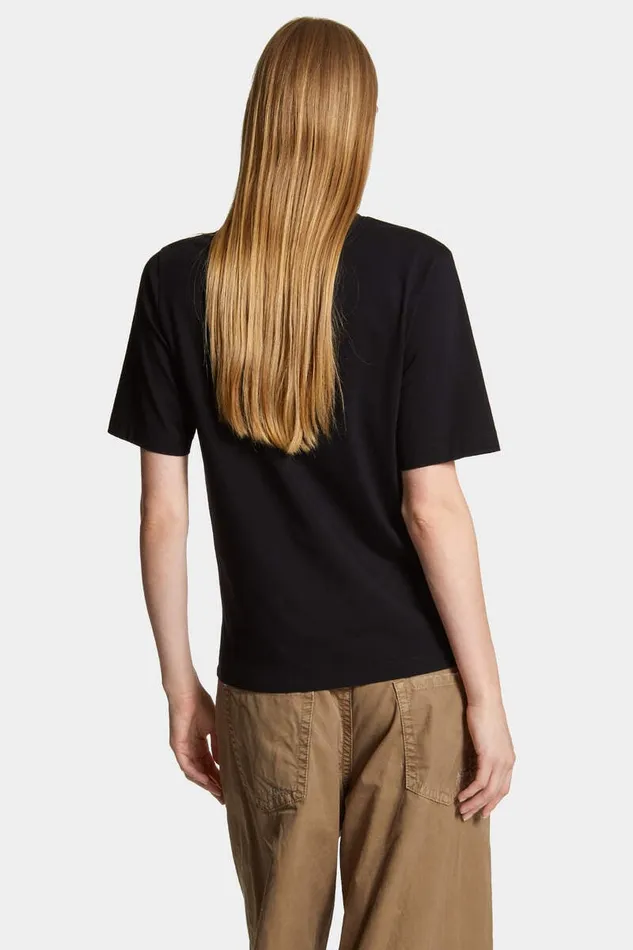 Dsquared2 Tops and TShirts Easy Fit Crystal Logo TShirt Black 8211 Women