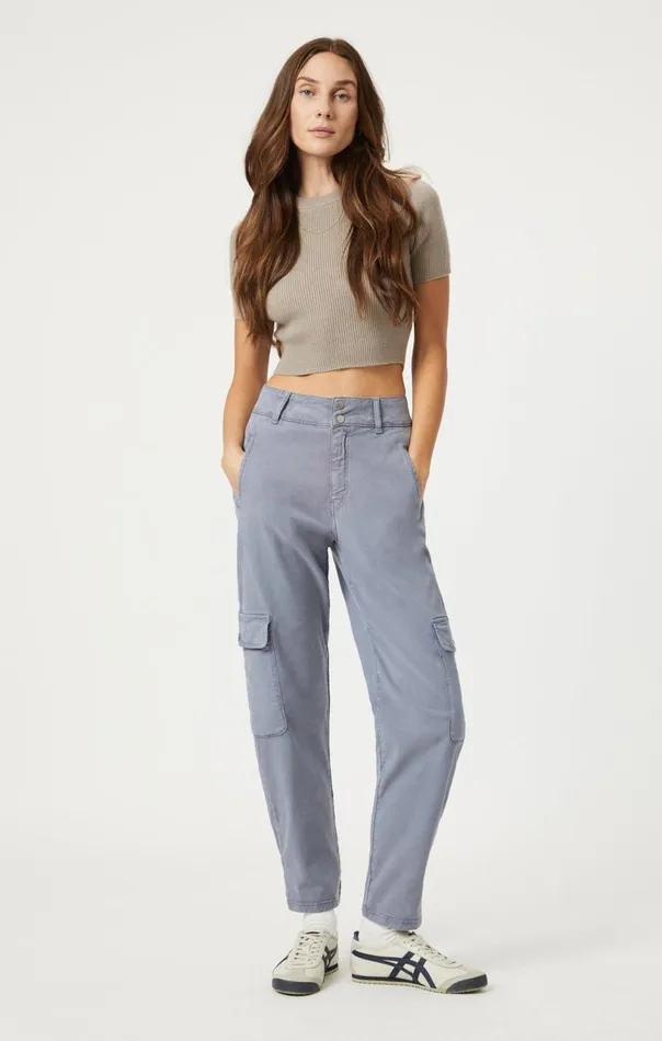 Elsie Cargo Pants In Flint Stone Luxe Twill Women Mavi Jeans Pants