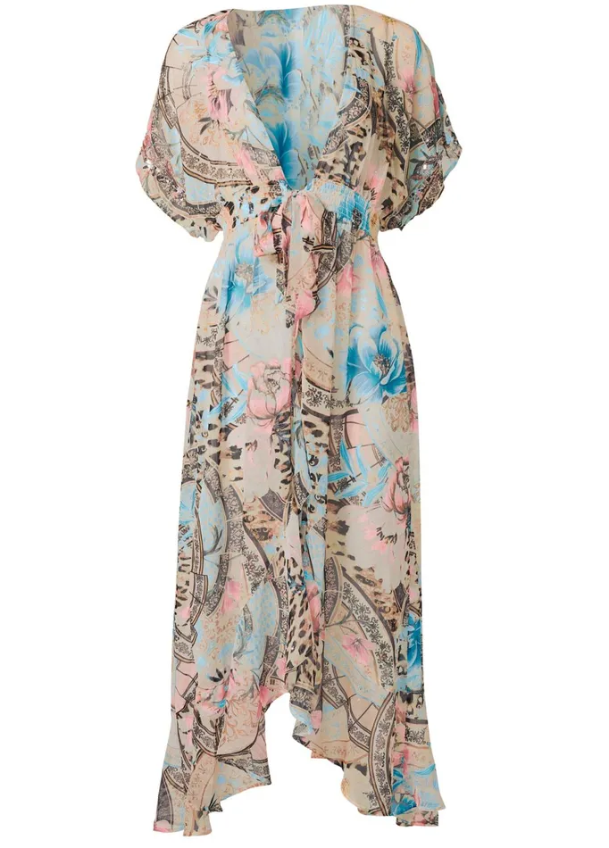 EMBELLISHED FLORAL AND PAISLEY PRINT MAXI TOP Blush Multi Women VENUS Night Out Tops