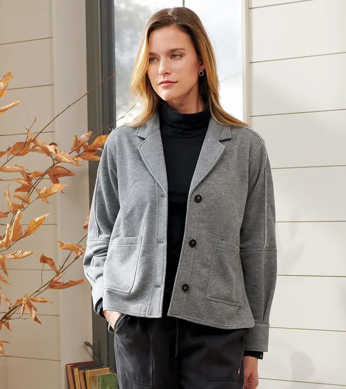 Emily Relaxed Blazer 8211 Charcoal Melange Hatley