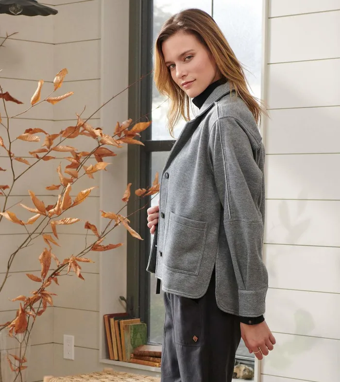 Emily Relaxed Blazer 8211 Charcoal Melange Hatley