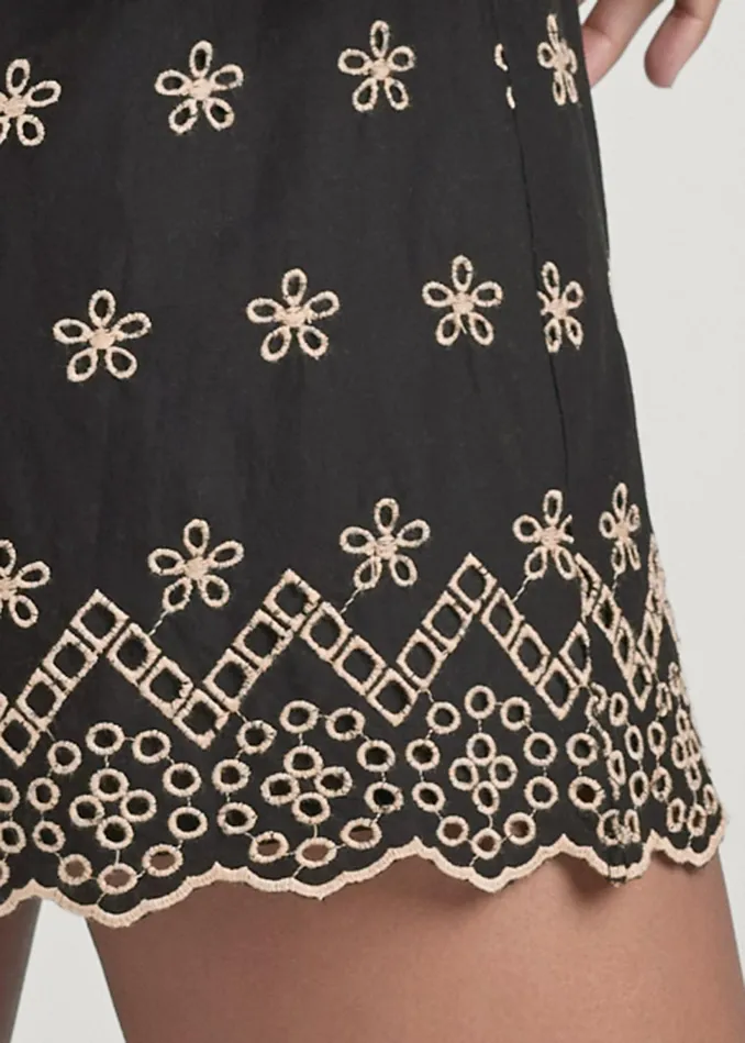 EYELET WRAP TIE ROMPER Black and Taupe Women VENUS Rompers