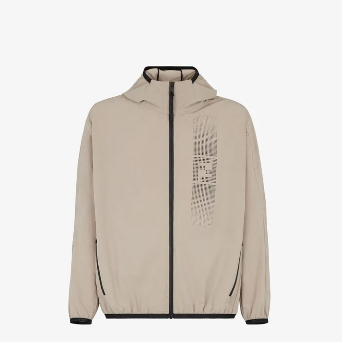 Fendi Activewear Windbreaker Beige Tech Fabric Jacket 8211 Men