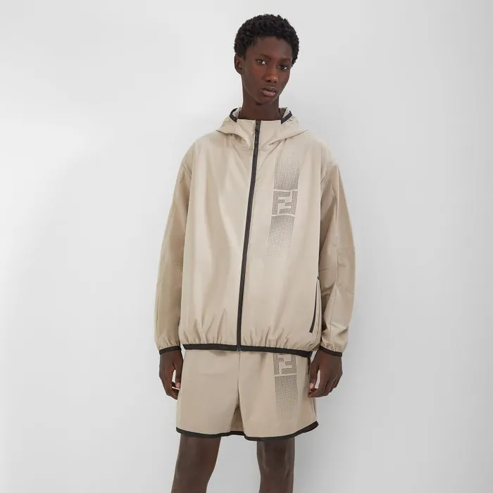Fendi Activewear Windbreaker Beige Tech Fabric Jacket 8211 Men