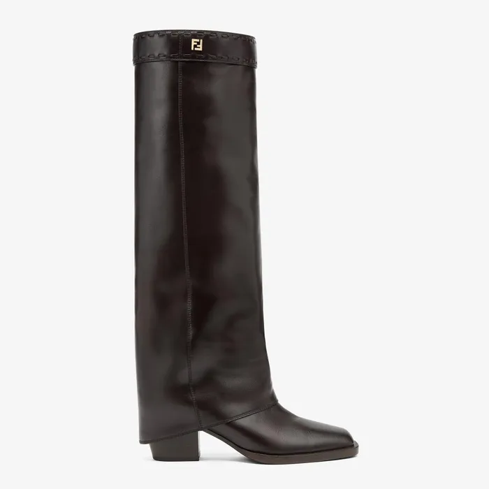 Fendi Boots and Ankle Boots Fendi Show Burgundy Leather Highheeled Boots 8211 Women