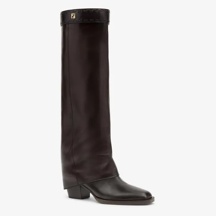 Fendi Boots and Ankle Boots Fendi Show Burgundy Leather Highheeled Boots 8211 Women