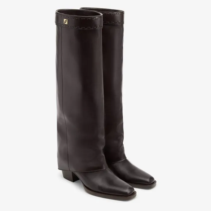 Fendi Boots and Ankle Boots Fendi Show Burgundy Leather Highheeled Boots 8211 Women