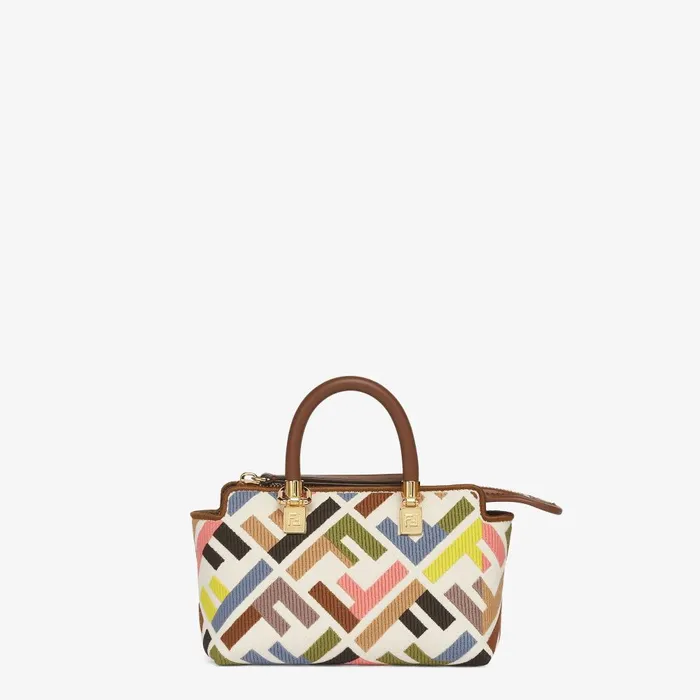 Fendi Boston Bags By The Way Mini Multicolor Canvas Minibag With FF Embroidery 8211 Women Fendi Boston Bags By The Way Mini Multicolor Canvas Minibag With FF Embroidery 8211 Women