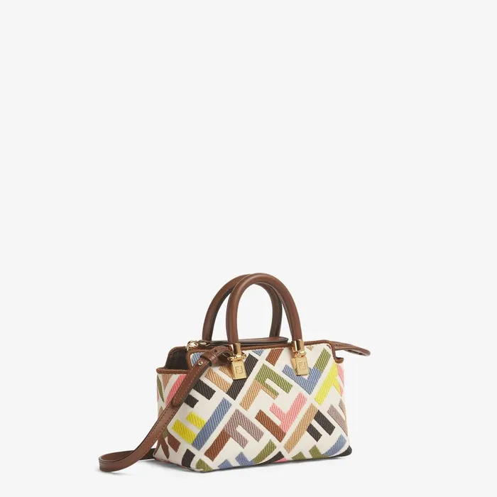 Fendi Boston Bags By The Way Mini Multicolor Canvas Minibag With FF Embroidery 8211 Women