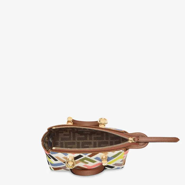 Fendi Boston Bags By The Way Mini Multicolor Canvas Minibag With FF Embroidery 8211 Women