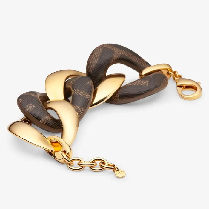 Fendi Bracelets Fendi Filo Bracelet Goldcolored Metal And Brown FF Leather Bracelet 8211 Women