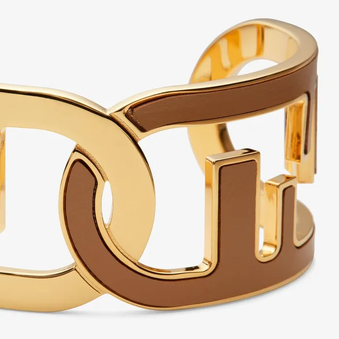 Fendi Bracelets Fendi O039Lock Bangle Goldcolored Metal And Beige Leather Bangle 8211 Women