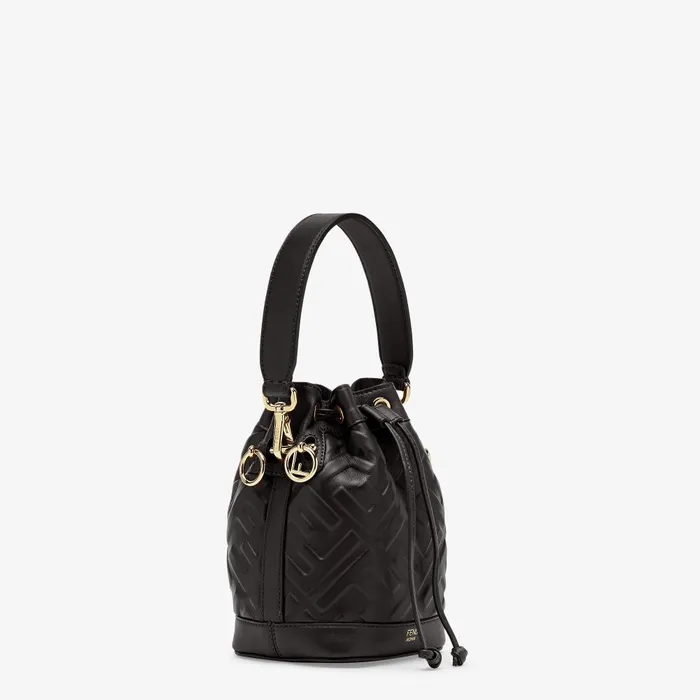 Fendi Bucket Bags Mon Tresor Black Leather Minibag With FF Motif 8211 Women