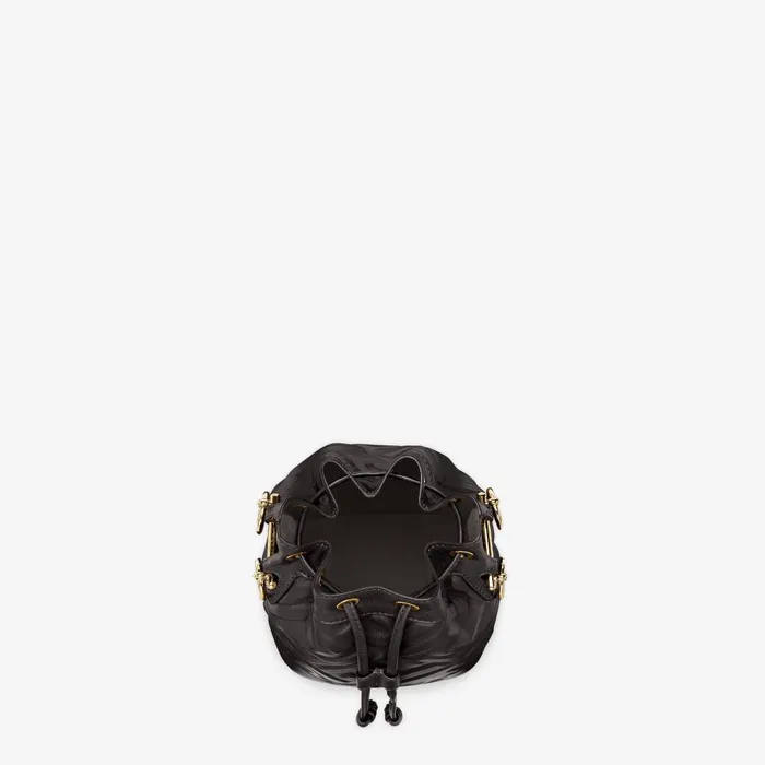 Fendi Bucket Bags Mon Tresor Black Leather Minibag With FF Motif 8211 Women