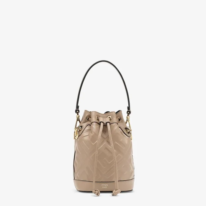 Fendi Bucket Bags Mon Tresor Dovegray Leather Minibag 8211 Women