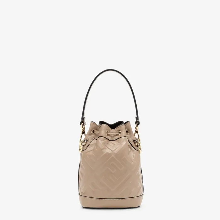 Fendi Bucket Bags Mon Tresor Dovegray Leather Minibag 8211 Women