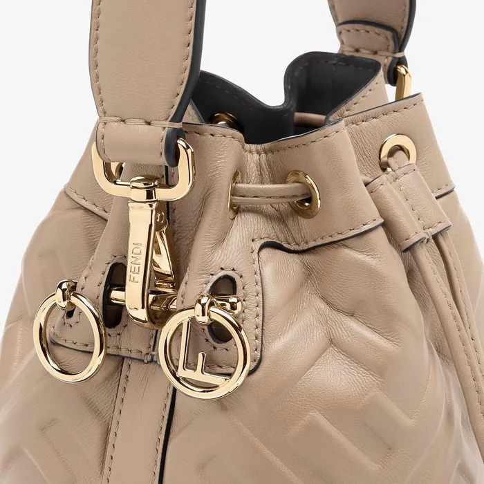 Fendi Bucket Bags Mon Tresor Dovegray Leather Minibag 8211 Women