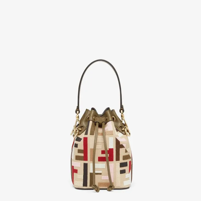 Fendi Bucket Bags Mon Tresor Multicolor Canvas Minibag With FF Embroidery 8211 Women Fendi Bucket Bags Mon Tresor Multicolor Canvas Minibag With FF Embroidery 8211 Women
