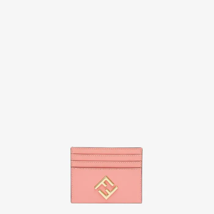 Fendi Card Holders FF Diamonds Card Case Pink Flat Leather Card Holder 8211 Women