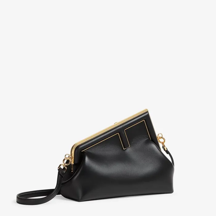 Fendi Clutches and Pouches Fendi First Midi Black Leather Bag 8211 Women