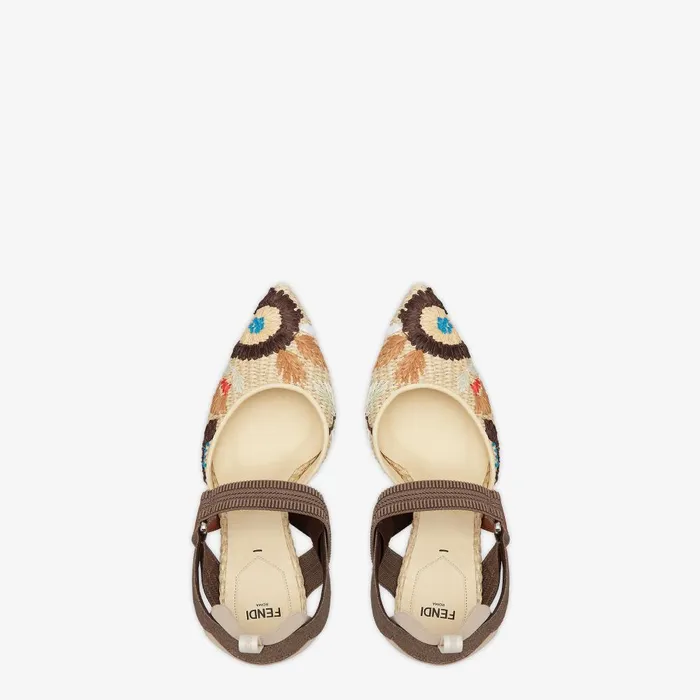 Fendi Colibr Colibr Cotton Fiber Highheeled Slingbacks With Embroidery 8211 Women