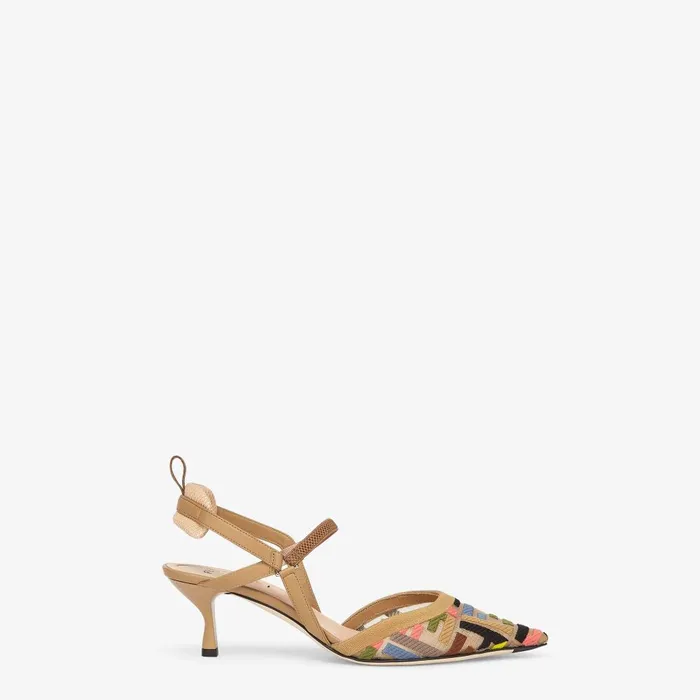 Fendi Colibr Colibr Lite Multicolor Mesh Mediumheeled Slingbacks 8211 Women