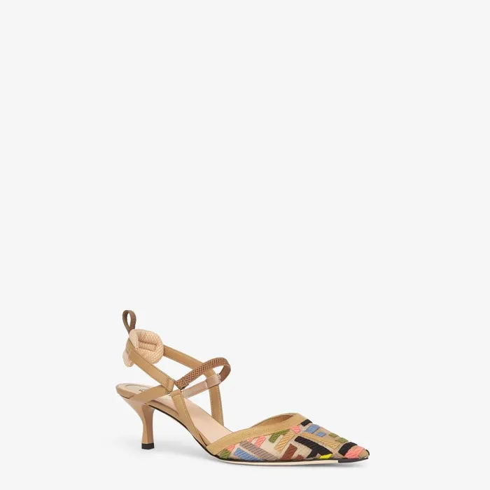 Fendi Colibr Colibr Lite Multicolor Mesh Mediumheeled Slingbacks 8211 Women