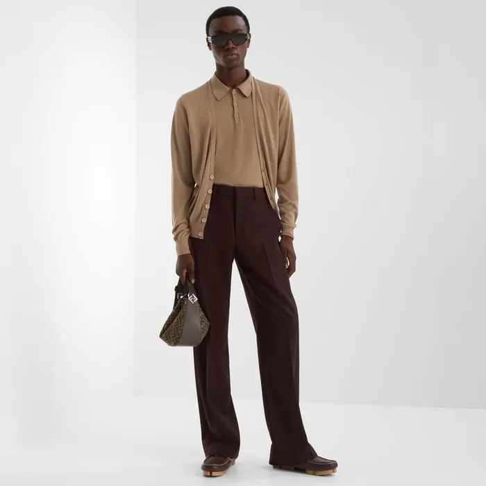 Fendi Coordinated Sets Cardigan Light Brown Wool Cardigan 8211 Men