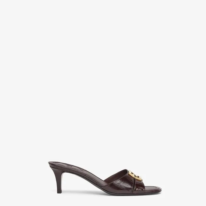 Fendi FFold Fendi FFold Brown Eel Leather Mediumheeled Sandals 8211 Women