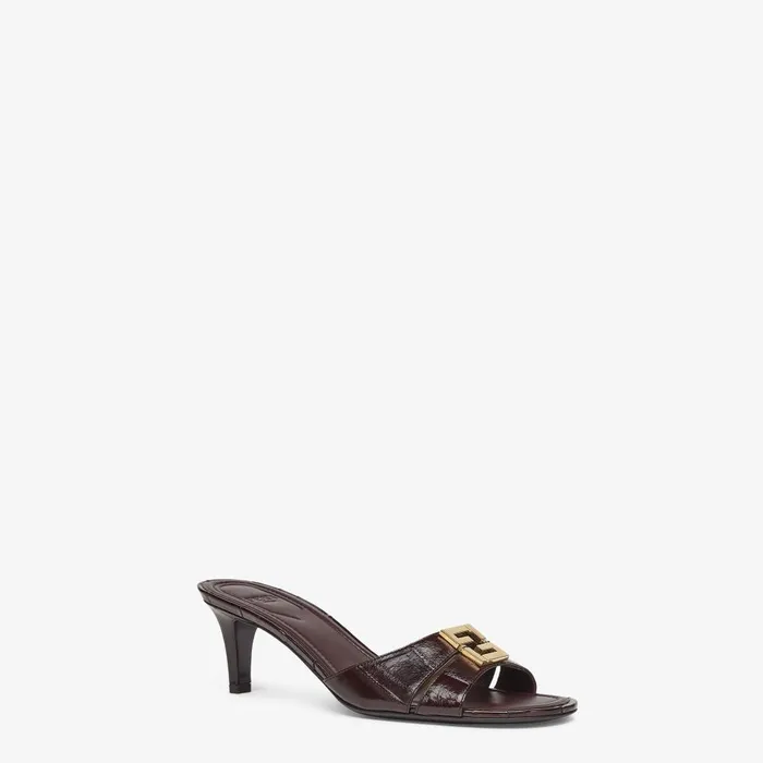 Fendi FFold Fendi FFold Brown Eel Leather Mediumheeled Sandals 8211 Women