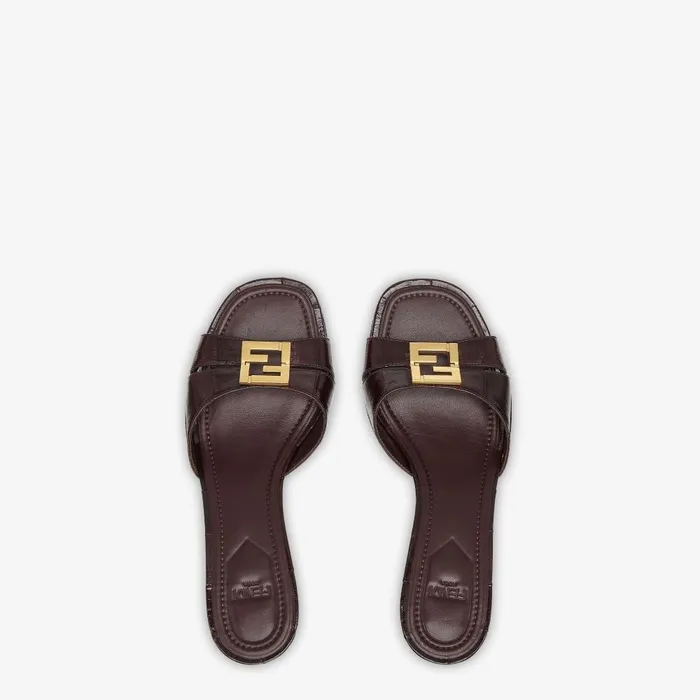 Fendi FFold Fendi FFold Brown Eel Leather Mediumheeled Sandals 8211 Women