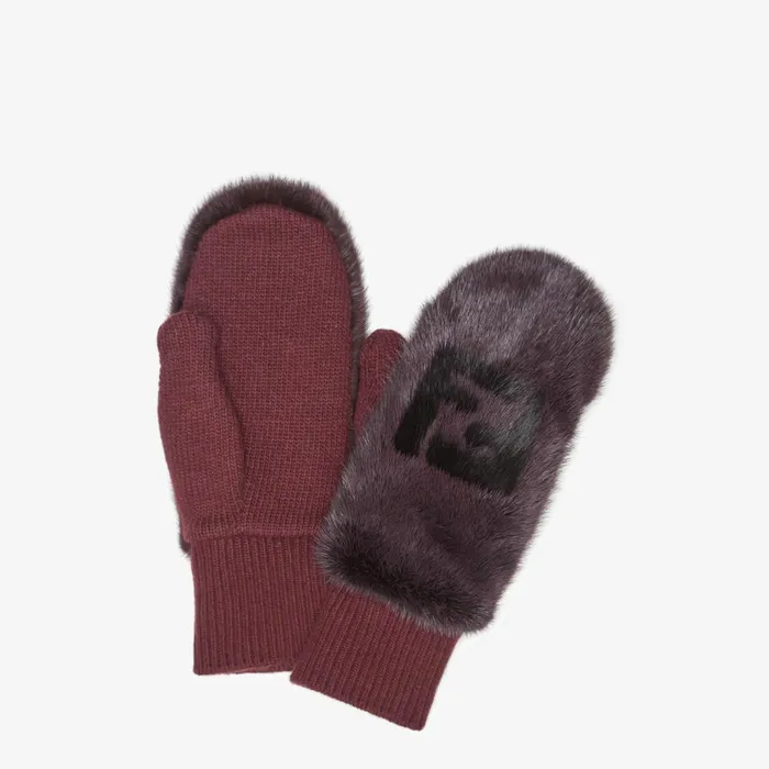 Fendi Hats and Gloves Gloves Dark Purple Mink Mittens 8211 Women