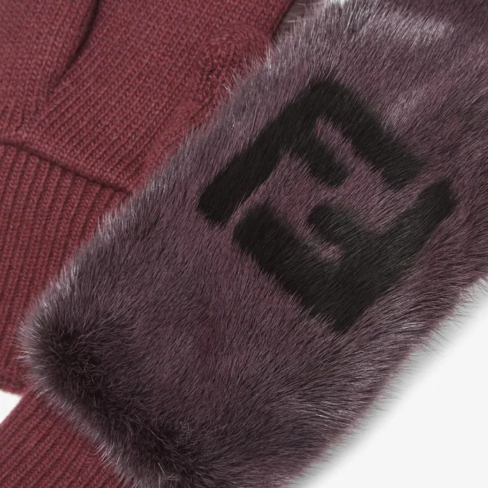 Fendi Hats and Gloves Gloves Dark Purple Mink Mittens 8211 Women