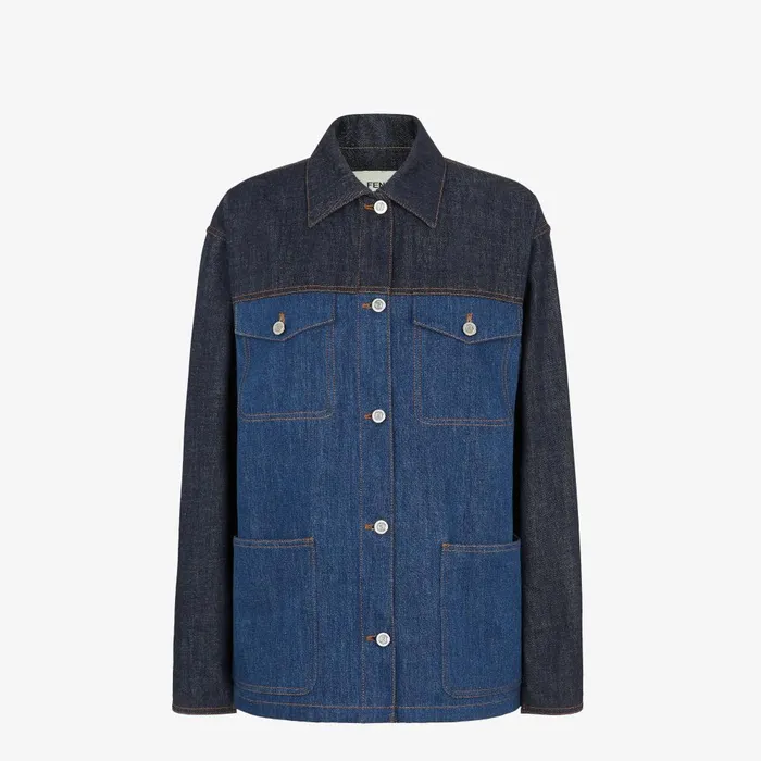 Fendi Jackets Jacket Blue Twotone Denim Jacket 8211 Women