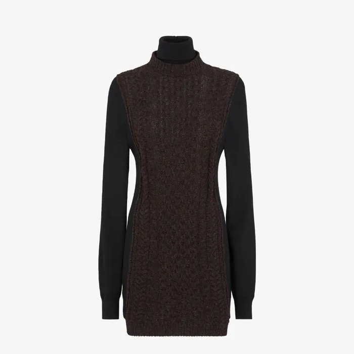 Fendi Knitwear Dress Dark Purple Wool Dress 8211 Women