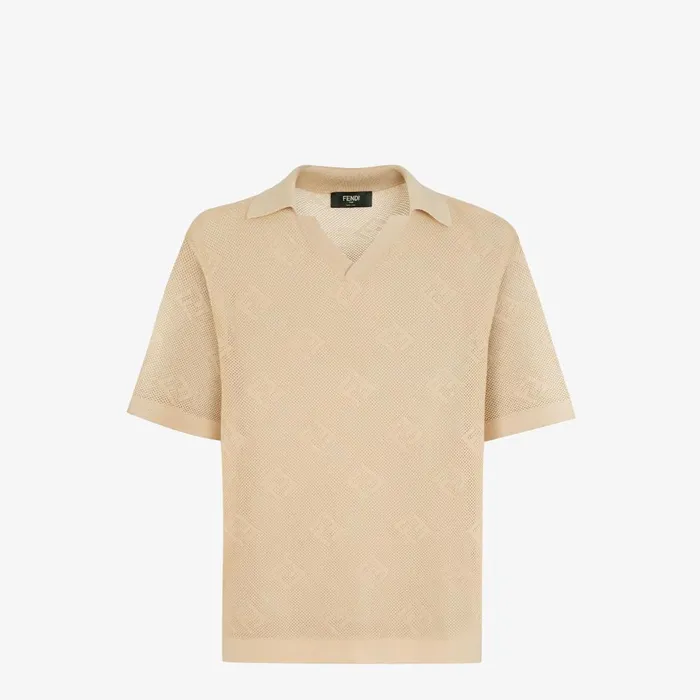Fendi Knitwear Polo Shirt Beige Cashmere And Silk Polo Shirt 8211 Men