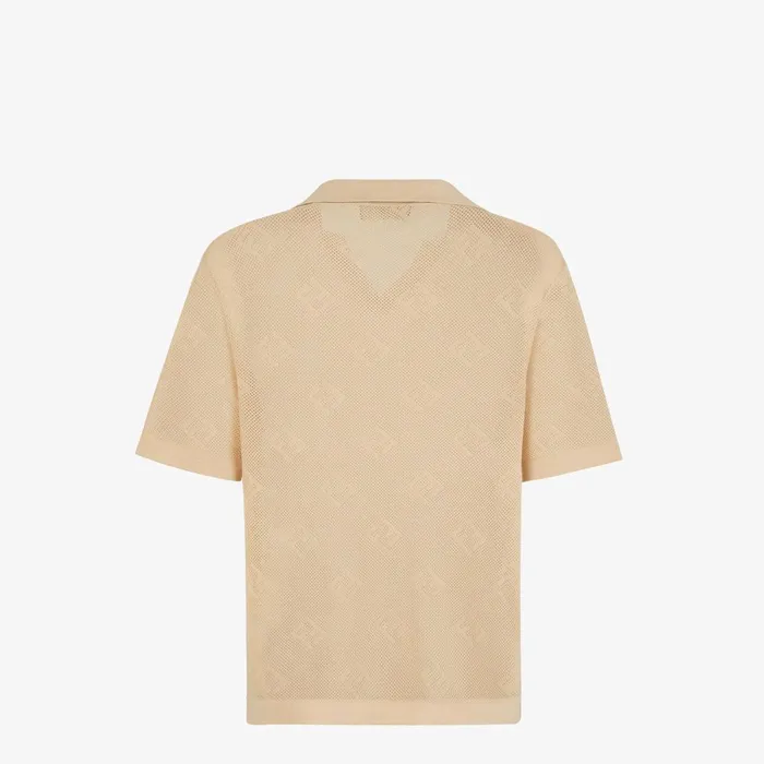 Fendi Knitwear Polo Shirt Beige Cashmere And Silk Polo Shirt 8211 Men