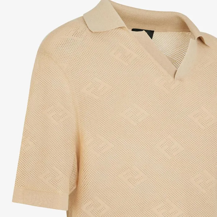 Fendi Knitwear Polo Shirt Beige Cashmere And Silk Polo Shirt 8211 Men