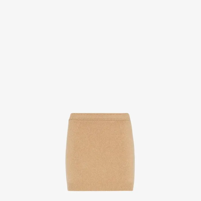 Fendi Knitwear Skirt Light Brown Cashmere Mini Skirt 8211 Women