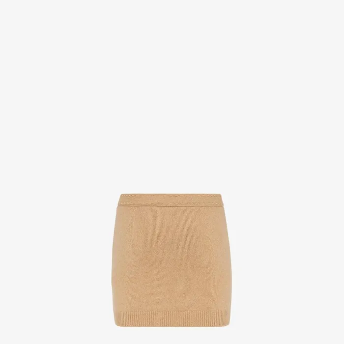 Fendi Knitwear Skirt Light Brown Cashmere Mini Skirt 8211 Women