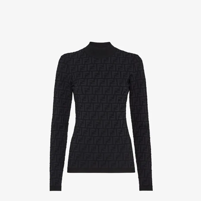 Fendi Knitwear Sweater Black FF Viscose Sweater 8211 Women
