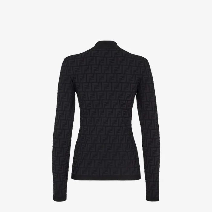 Fendi Knitwear Sweater Black FF Viscose Sweater 8211 Women